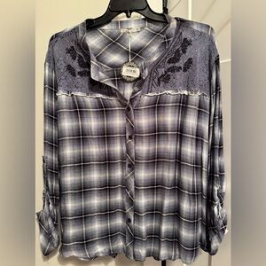 Long Sleeve Plaid Button-Up Shirt